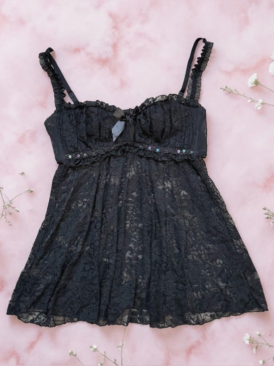 Frederick's of Hollywood Tops - Vintage Fredericks of Hollywood Lace Top Babydoll Cami Lingerie S Small